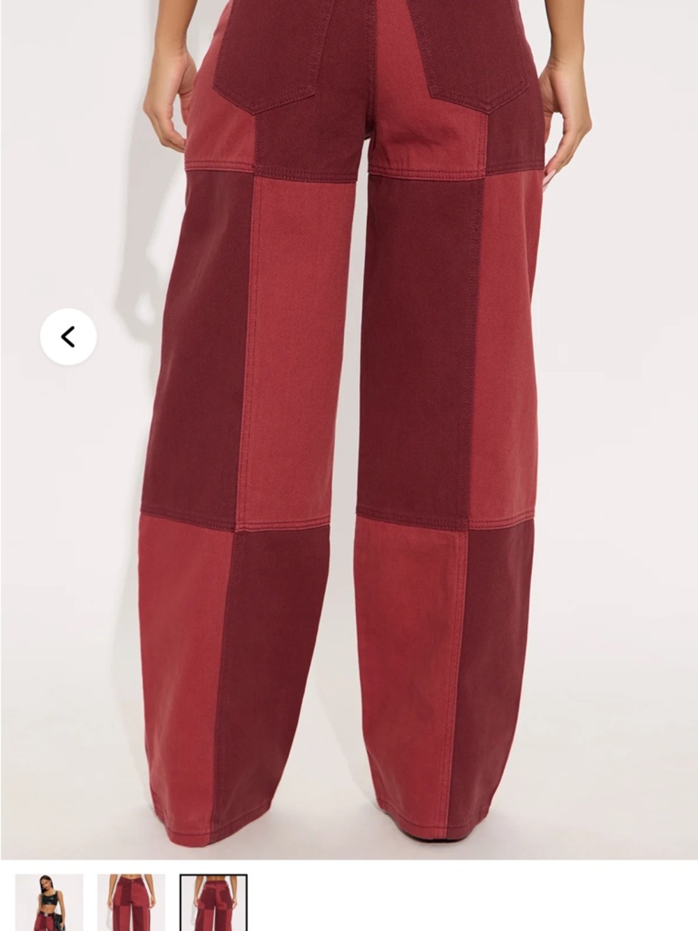 Wide-Leg Patchwork Pants - Red - Picture 4 of 5